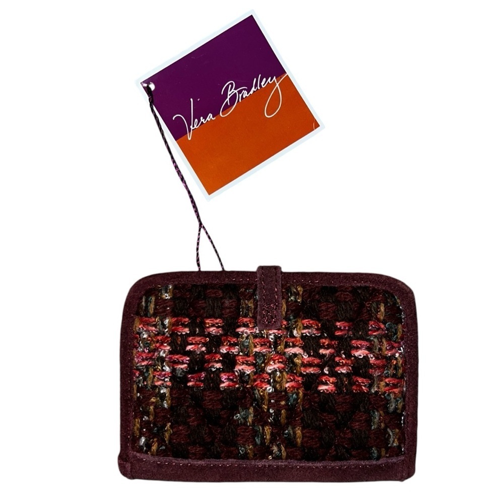 Vera Bradley Woven Tweed Mini Notebook Holder Red Maroon 3.5”x5 NWT